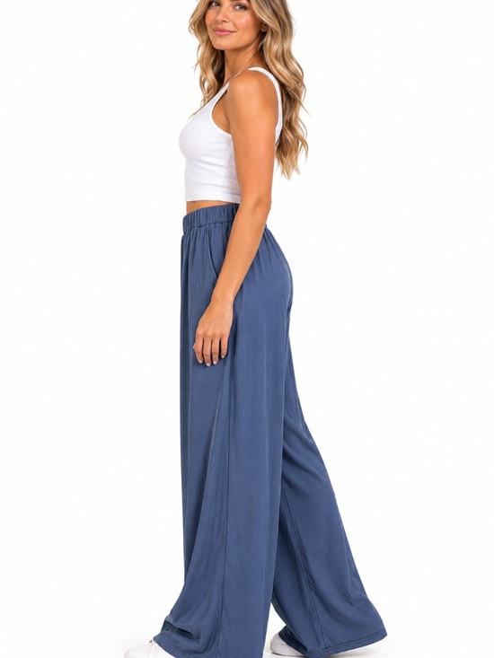 None Pants - Slate Blue Wide Leg Pants
